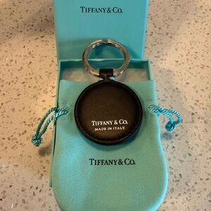 Tiffany & Co. Black and Silver Leather Keyring